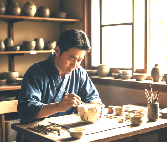 Artisan japonais céramique wabi-sabi kintsugi philosophie objets durables artisanat traditionnel atelier Japon savoir-faire ancestral imperfection beauté