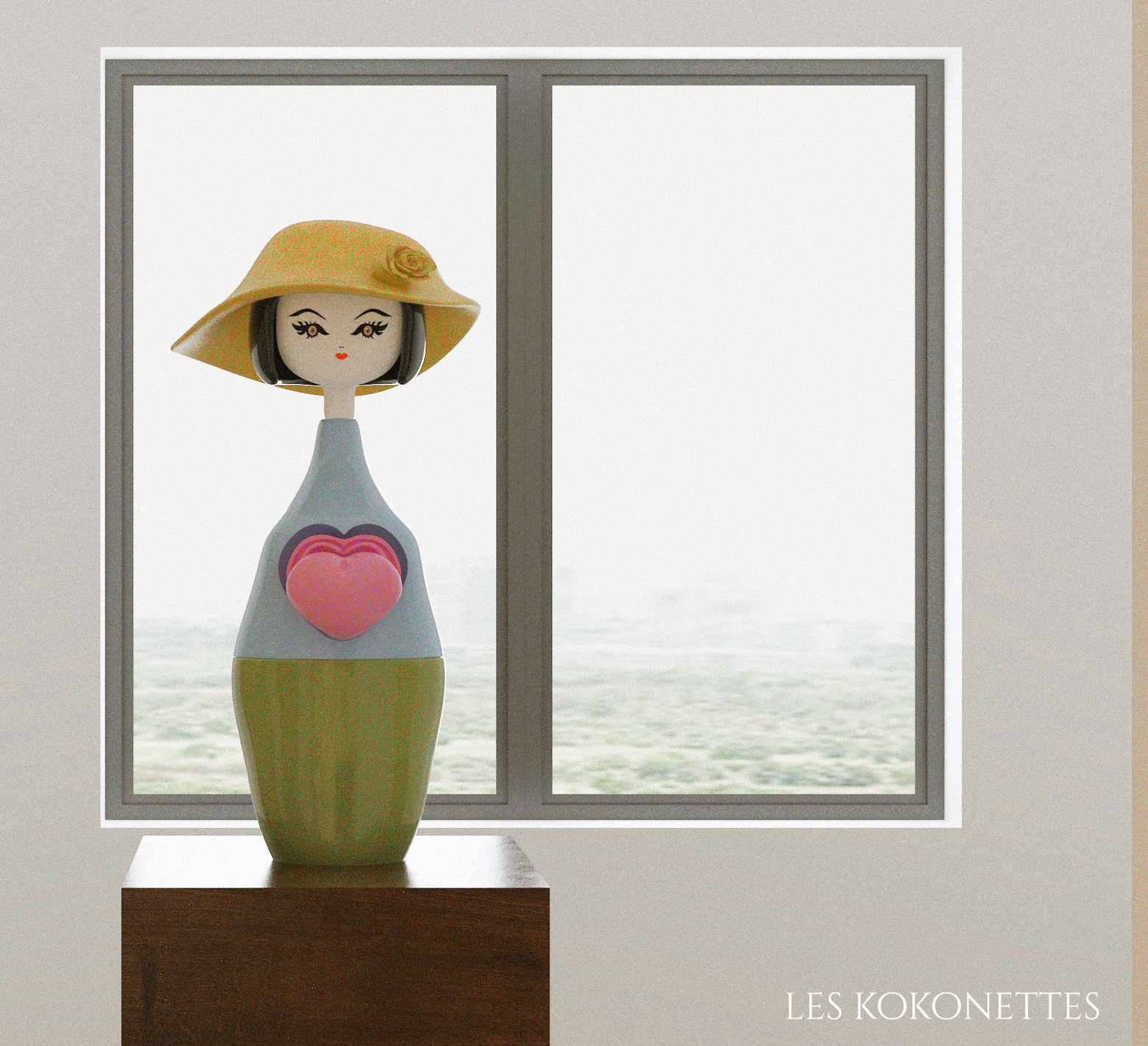 kokonette jaune provence poupée design kokeshi française cadeau original