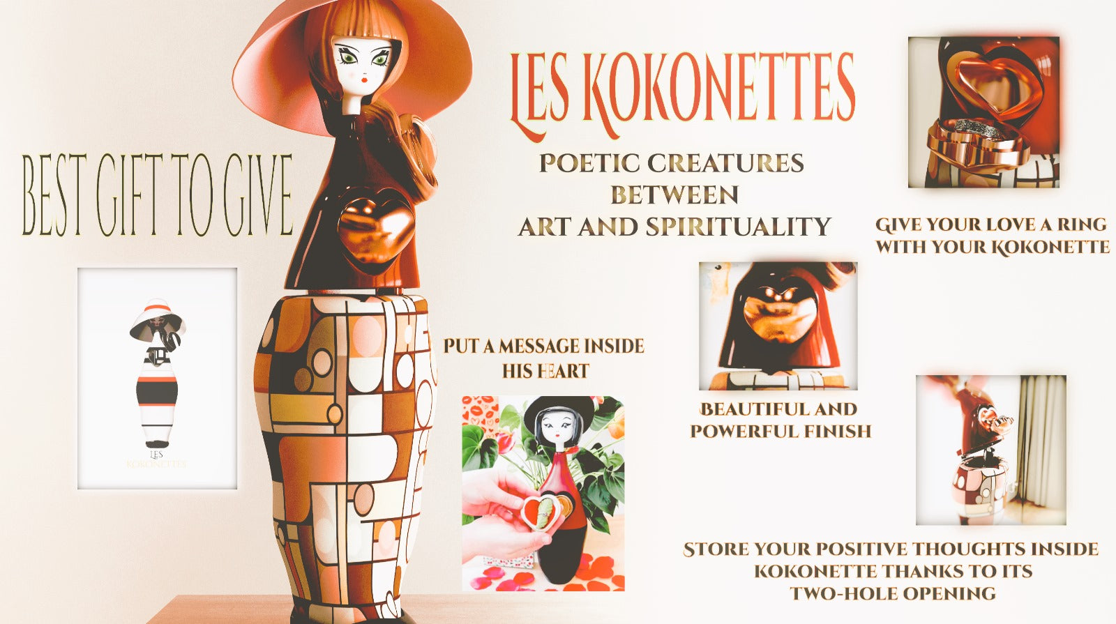 Kokeshi moderne et artistique conçue en France – Les Kokonettes sont des poupées japonaises revisitées, grandes, mystiques, et pleines de symbolisme. Avec leur cœur intérieur, elles racontent une histoire unique. Boutique officielle.